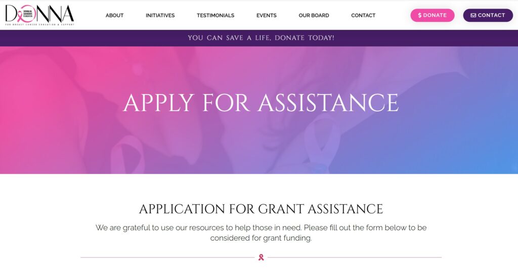Donna M Foundation Free Help for Breast Cancer Patients