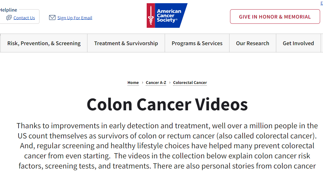 American Cancer Society Help for Colon Cancer Patients2