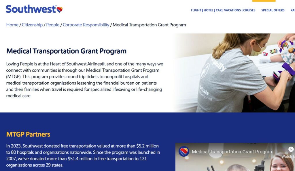 southwest airlines medical transportation for cancer patients