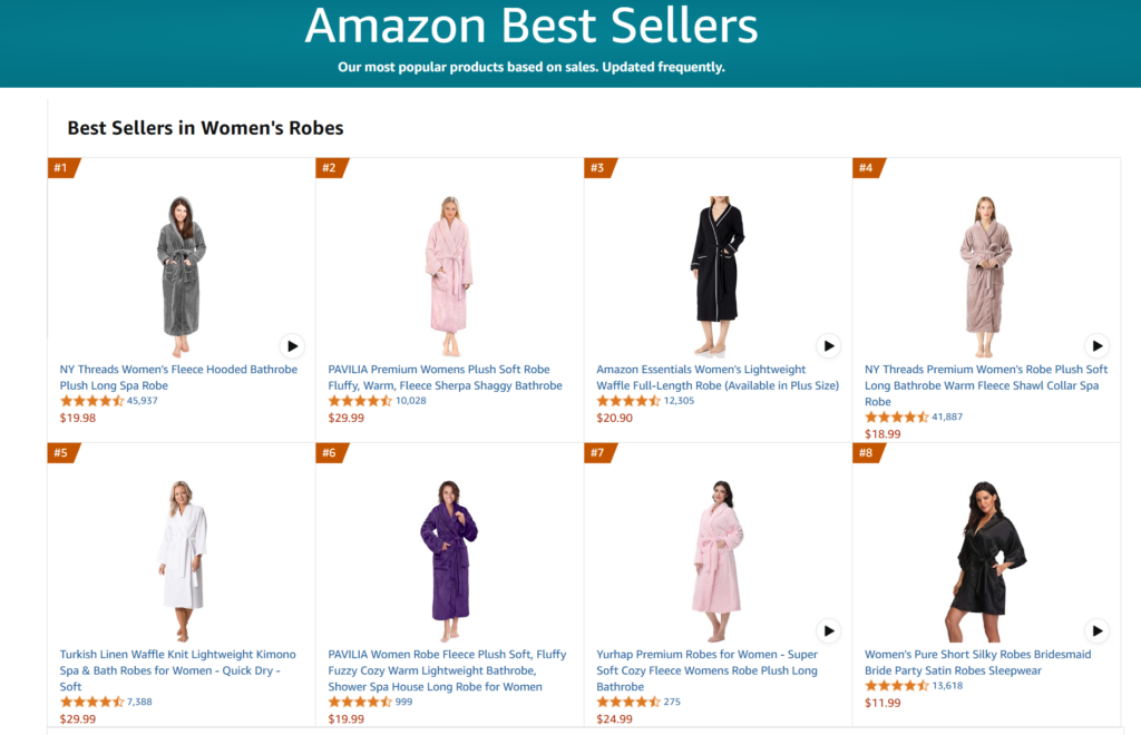 Amazon best selling robes