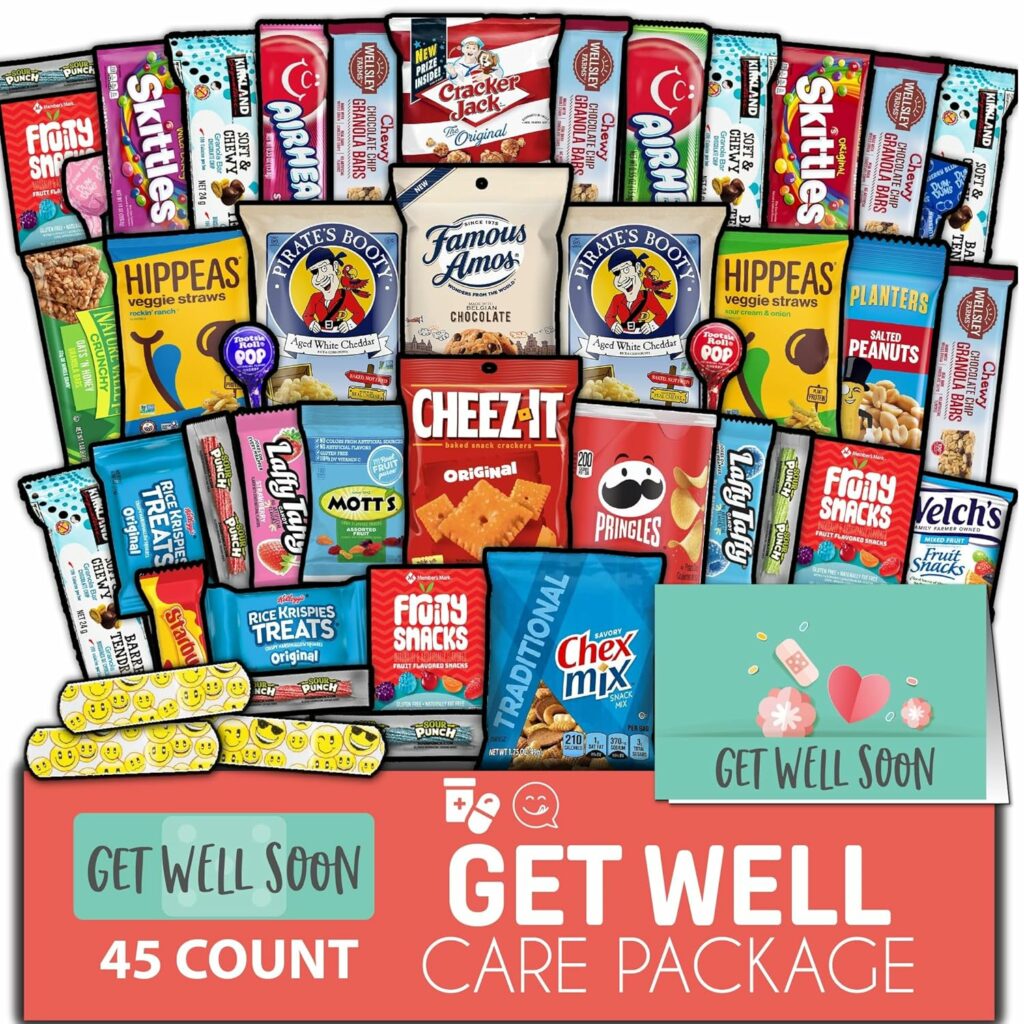 Get Well Soon Gifts Snack Pack and Greeting Card